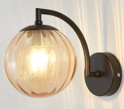 Wandlamp glas cilinder – amberglas houtstructuur